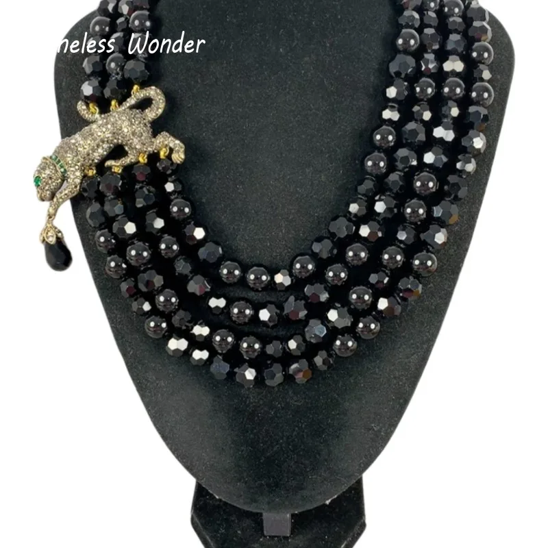 

Timeless Wonder Fancy Zircon Geo Animal Beaded Necklaces for Women Designer Jewelry Goth Runway Top Trendy Luxury Rare 4448