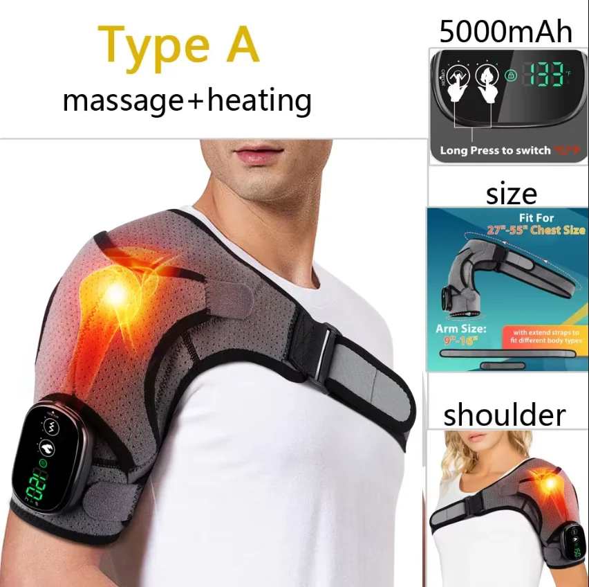 

Heating Heated Shoulder Brace Wrap Shoulder Massage Support Belt Strap with Adjustable of Heating