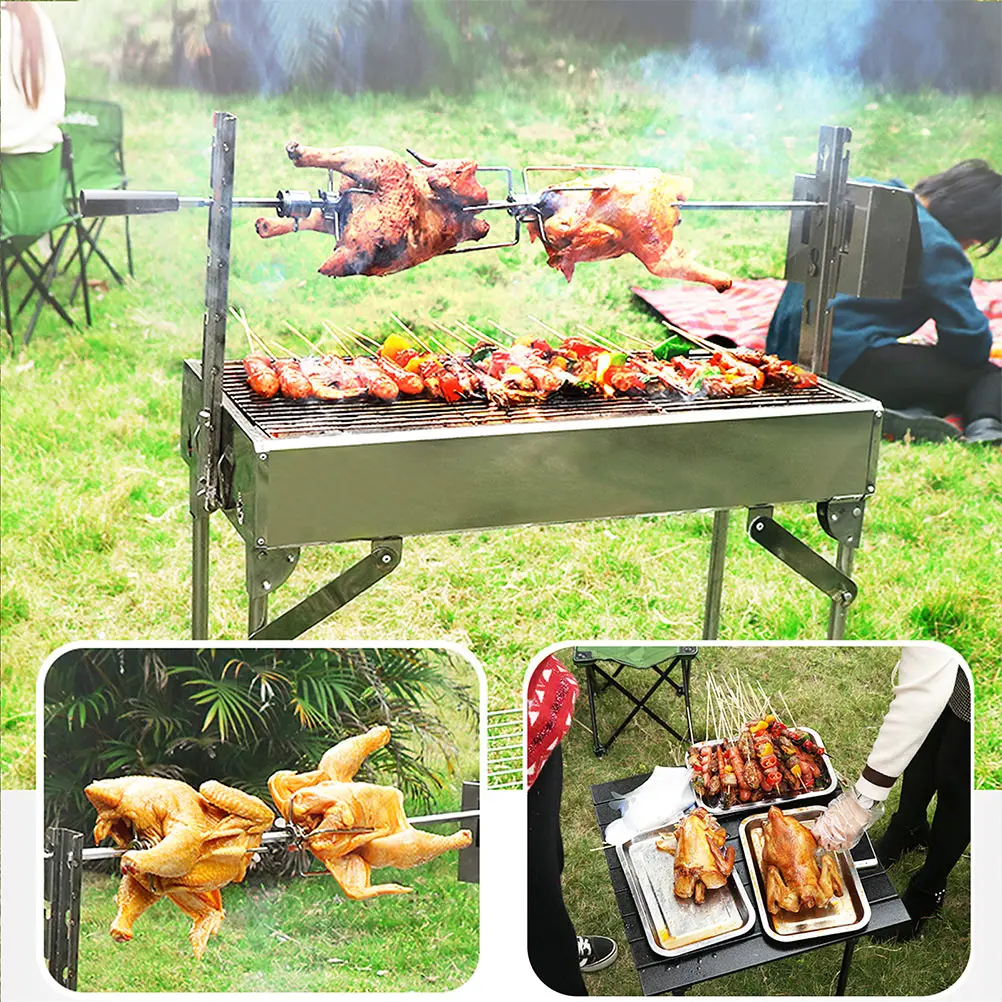 

1pc Stainless Steel Rotisserie Meat Forks Bbq Prongs Barbecue Tool Grill Replacement Four Prong Offset Design Durable Easy