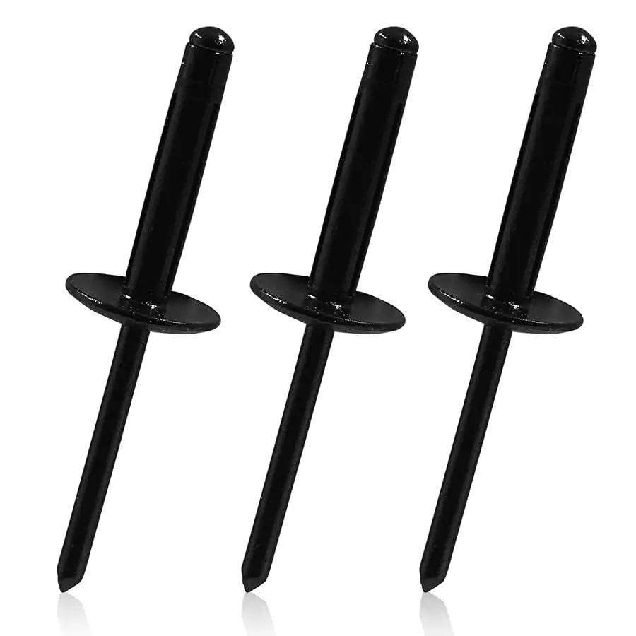 50 pezzi completamente in alluminio verniciato nero tri-fold esplosione rivetti pop flangia grande blub rivetto cieco interni auto condizionatore d'aria