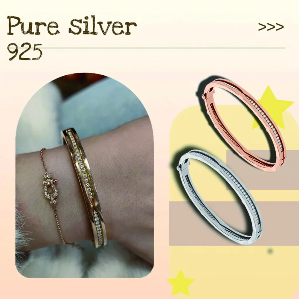 

Daily simple inlaid zircon sterling silver bracelet S925 women's bracelet anniversary gift preferred for wife