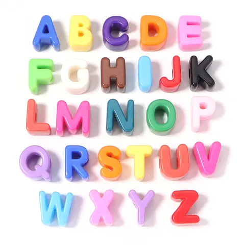 10pcs/lot Colored Acrylic Alphabet Beads A to Z Letter Big Hole Loose Beads For DIY Jewelry Making Bracelet Keychain Accessories