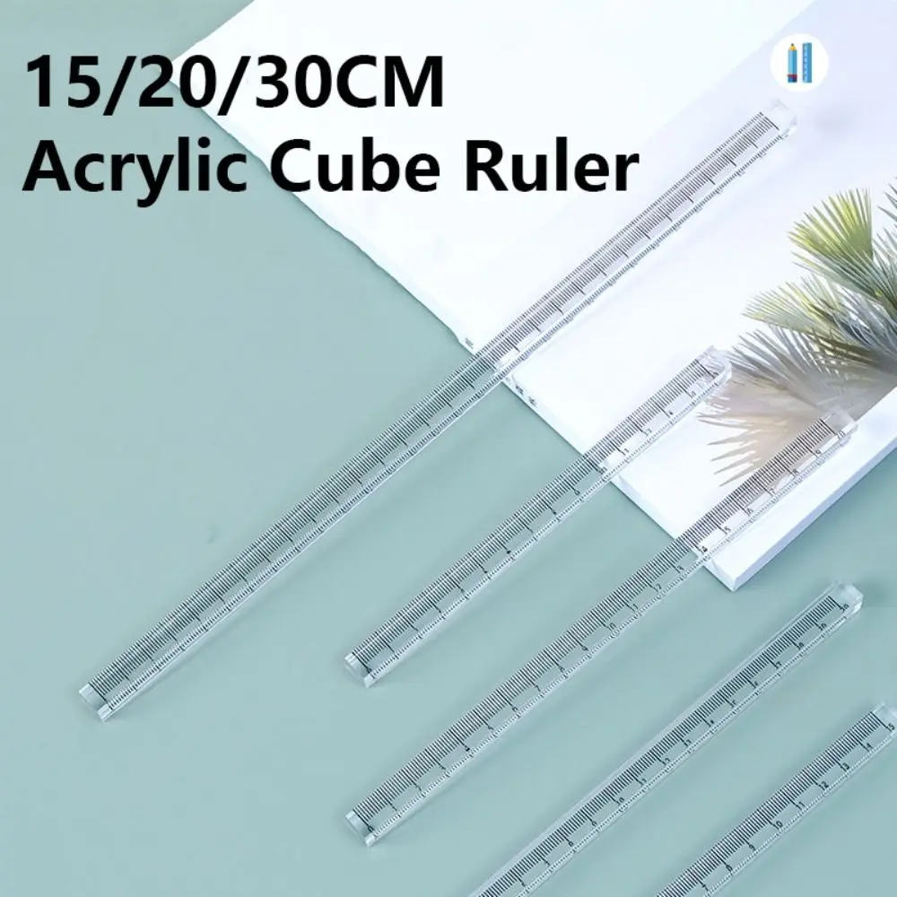 Transparent Straight Ruler High Quality Acrylic 15/20/30CM Scale Ruler Cube Ruler Students Gift