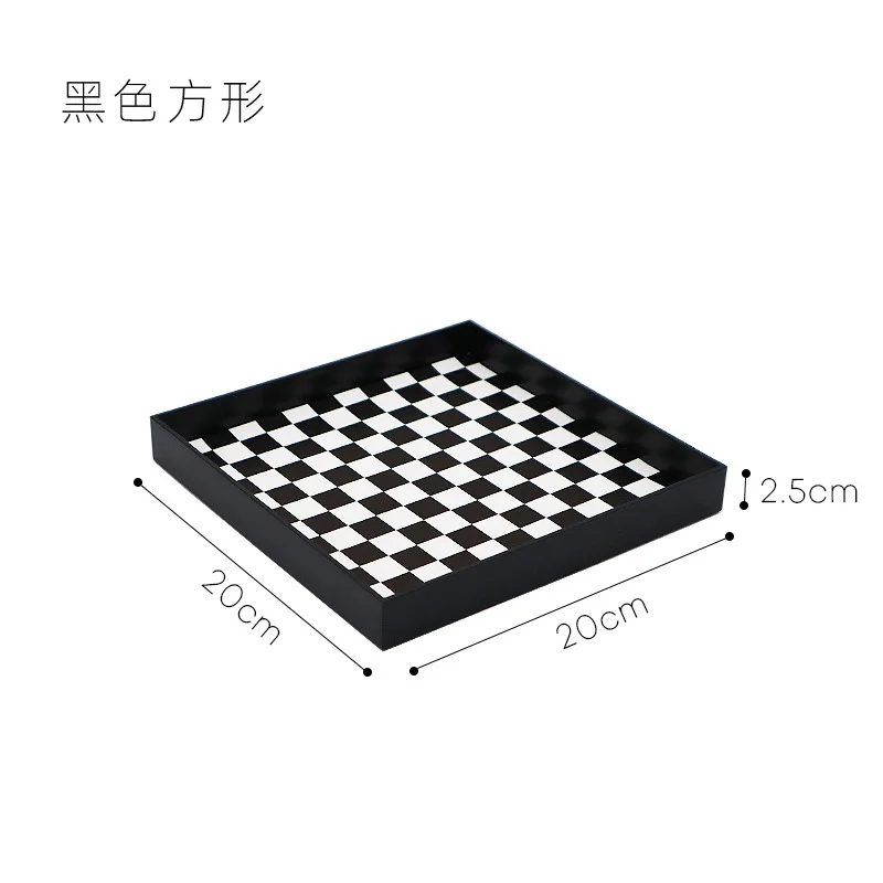 Checkerboard Plaid color hallway living room moon-shaped tray water Cup aromatherapy head rope object decorative tray moon tray