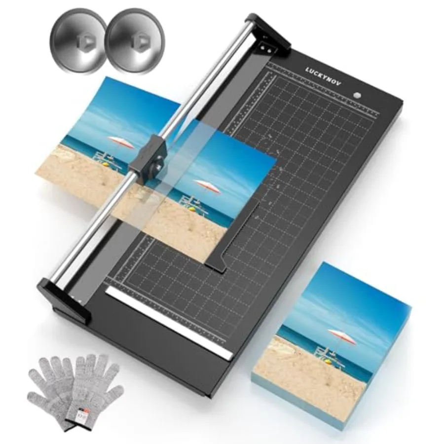 

Rotary Paper Cutter 24 Inch Heavy Duty Paper Trimmer with Self-Sharpening Blade Measurement Grid for Cardstock Posters Photos S
