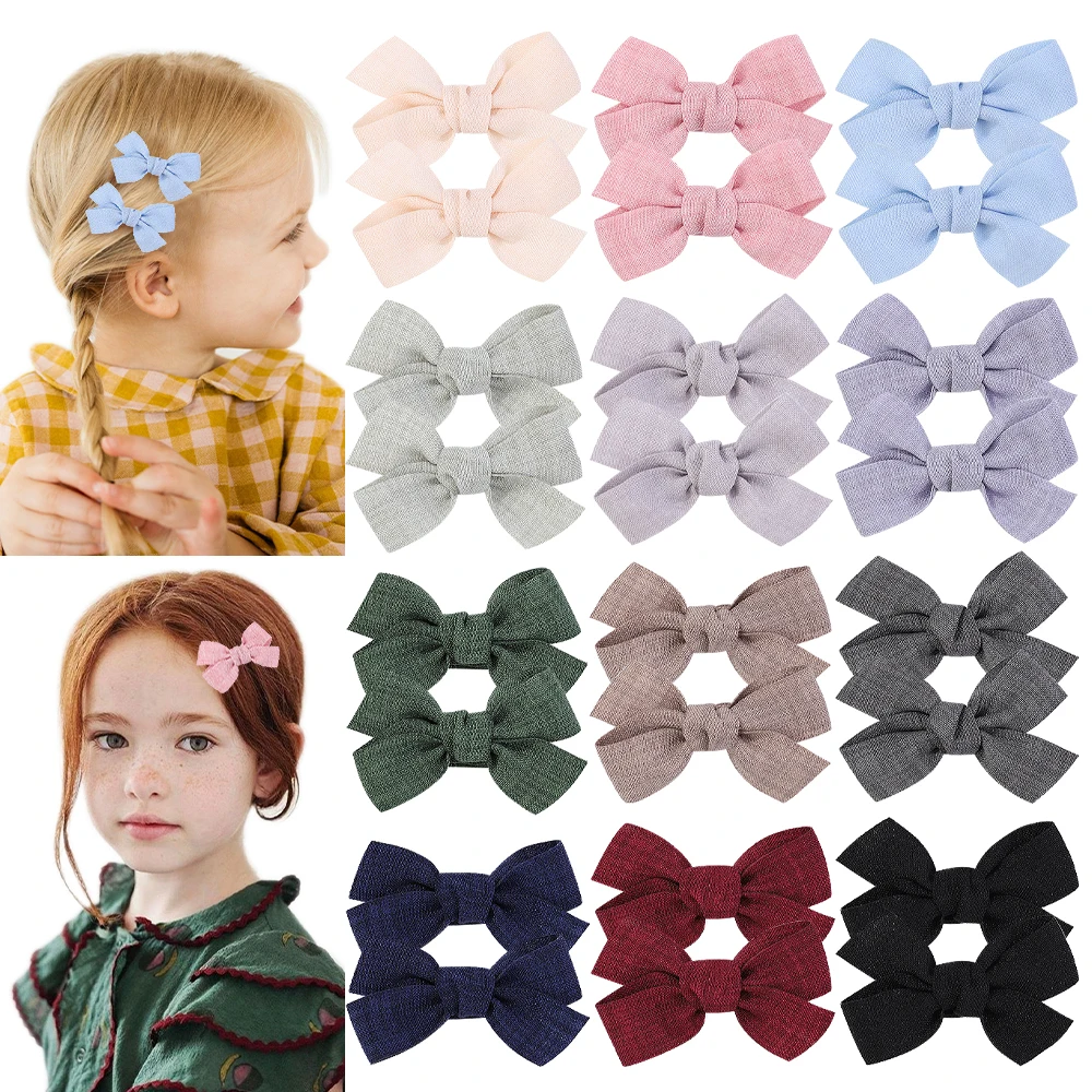 2Pcs Baby Girls Princess Hairpins Hair Bows Corduroy Safe Hair Clips Barrettes for Infants Toddlers Kids Kawaii Accessories