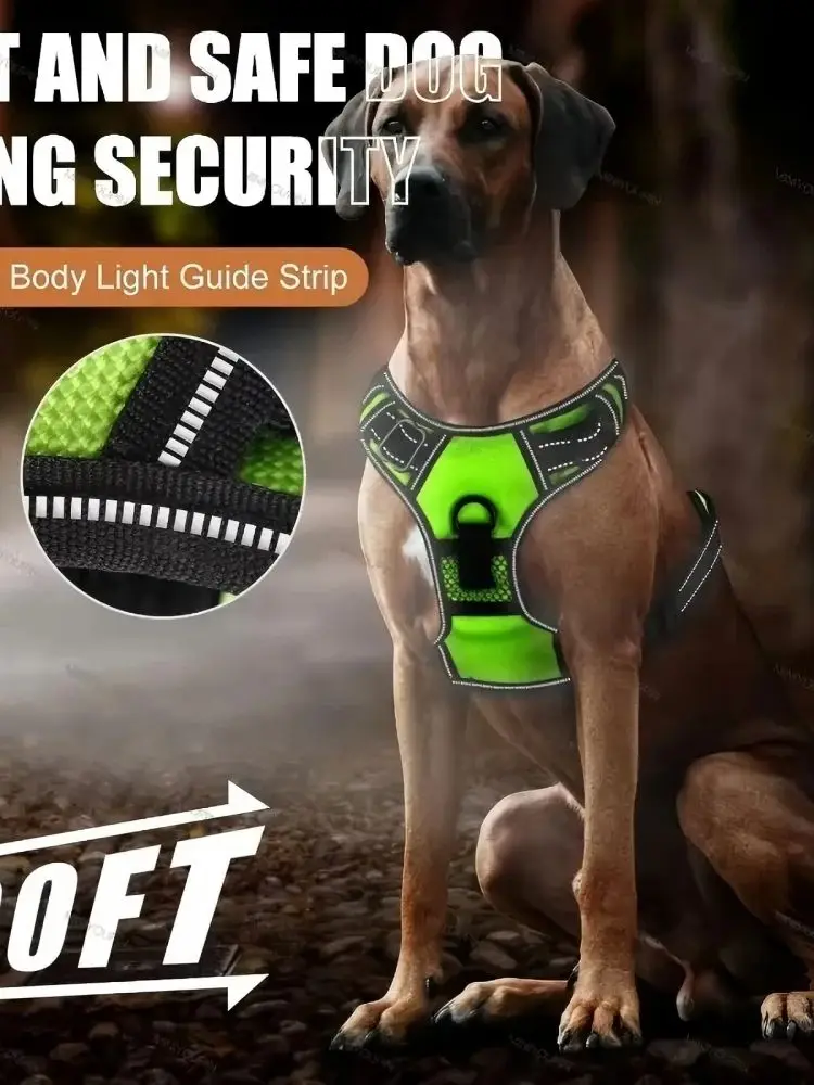 Harnais lumineux LED pour chien, essentiels pour la sécurité de la marche du chien la nuit, gilet pour chien avec trois Modes d'éclairage LED rechargeables