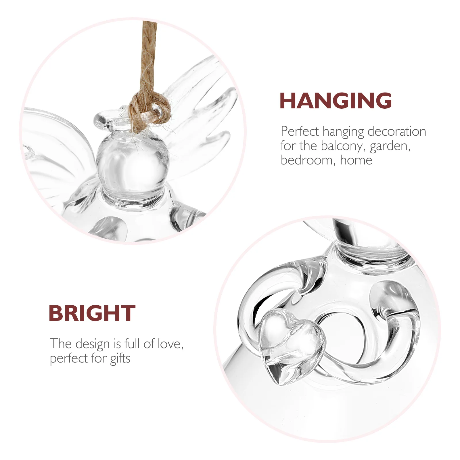 

2Pcs Glass Hydroponic Flower Vase Elegant Angel Design Floral Container for Home Hotel Decoration Tulips Roses Wheat