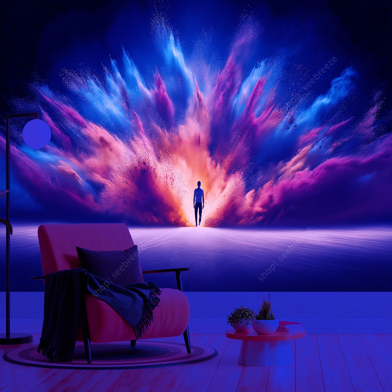 Inspirational Explosive Sky UV Reactive Tapestry Wall Hanging for Hippie Home Wall Decoration Bedroom Poster Gift for Friend