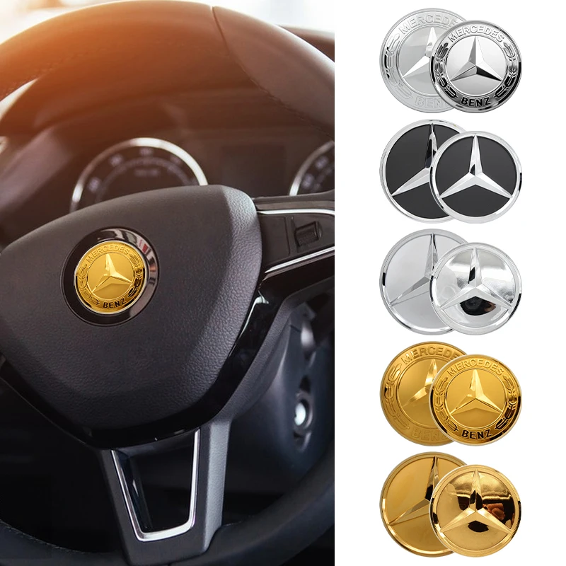 1Pc 52mm 57mm Car Steering Wheel Center Emblem Stickers For Mercedes Benz AMG W203 W206 W205 W211 W212 W210 W201 Badge Accessory view 5