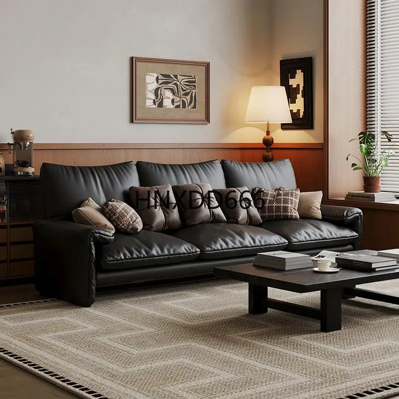 

Minimalist first-layer cowhide straight-row sofa