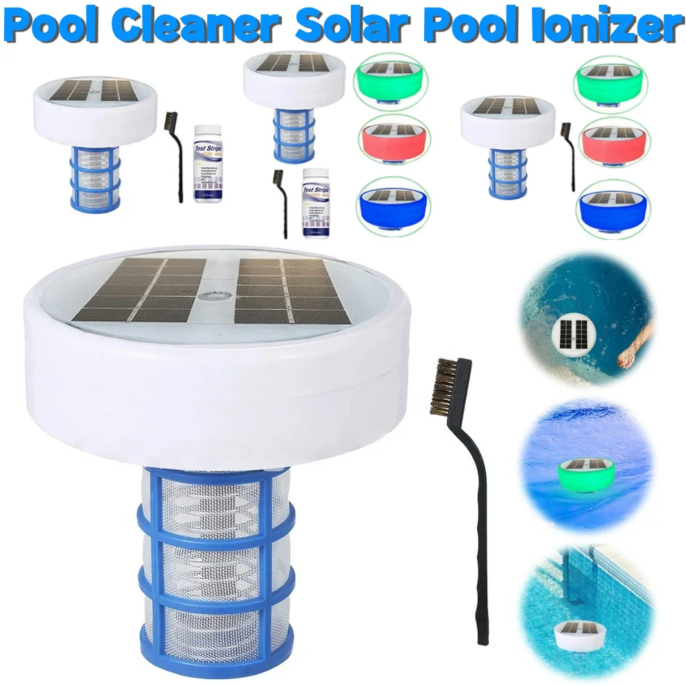 

Солнечный медный ионизатор для бассейна, ионизация меди, 85% меньше хлора, автоматический очиститель бассейна, автоматический переключатель, RGB, ночник, до 35000 галлонов