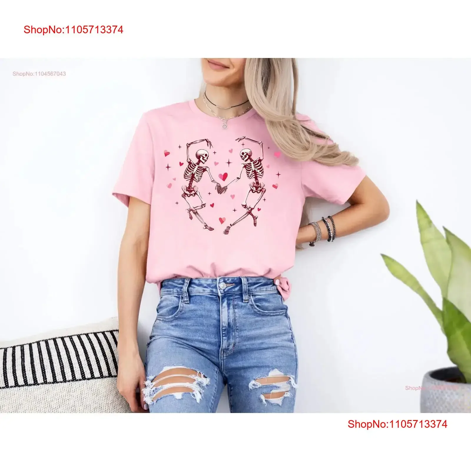 Skeleton Love T Shirt Valentines Day Skull SweaT Heart Dancing vintage Washed Breathable Stretched Soft Versatile Stylish