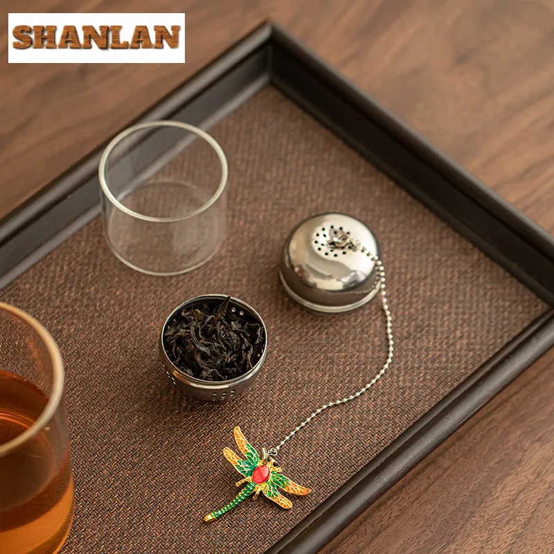 Jingdezhen Stainless Steel Pendant Creative Dragonfly Tea Separator Infusor Zen Tea Strainer Tea Maker Tea Filter Teaware Gifts