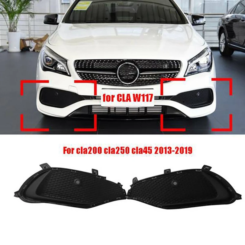 

Черный передний бампер для Mercedes Benz W117 CLA180 CLA200 CLA220 2016-2019, решетка радиатора, противотуманная задняя крышка