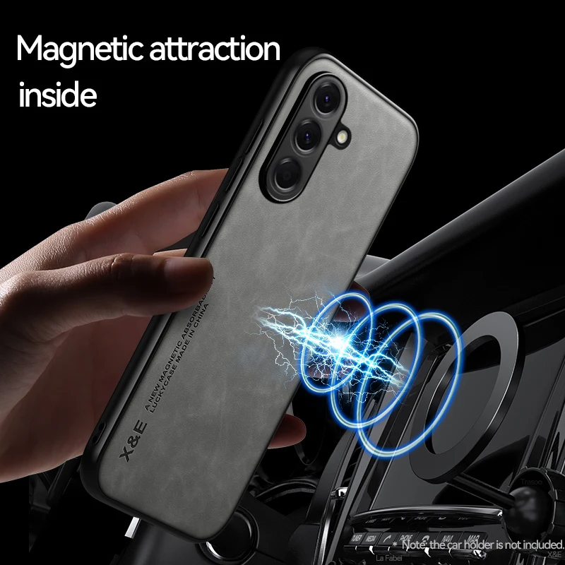 حافظة مغناطيسية فاخرة للسيارة مصنوعة من الجلد لهاتف Xiaomi 17 Pro Max 15 14 T Pro 13 12 من السيليكون الناعم المقاوم للصدمات Funda