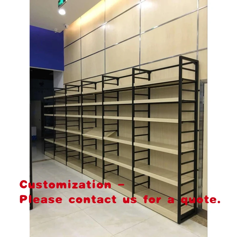 

custom.Wooden and Steel Display Wall Shelf Display Rack Liquor Store