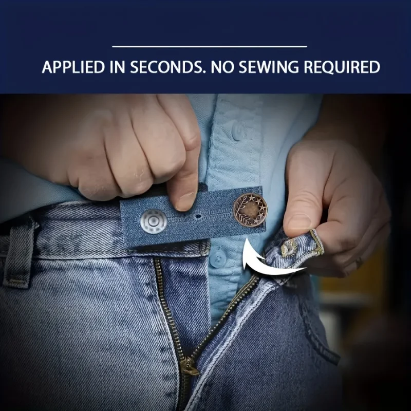 1pc New Elastic Waist Extender Adjustable Pants Jeans Waistband Extender Belt Elastic Adjustment Button Waistband Extension