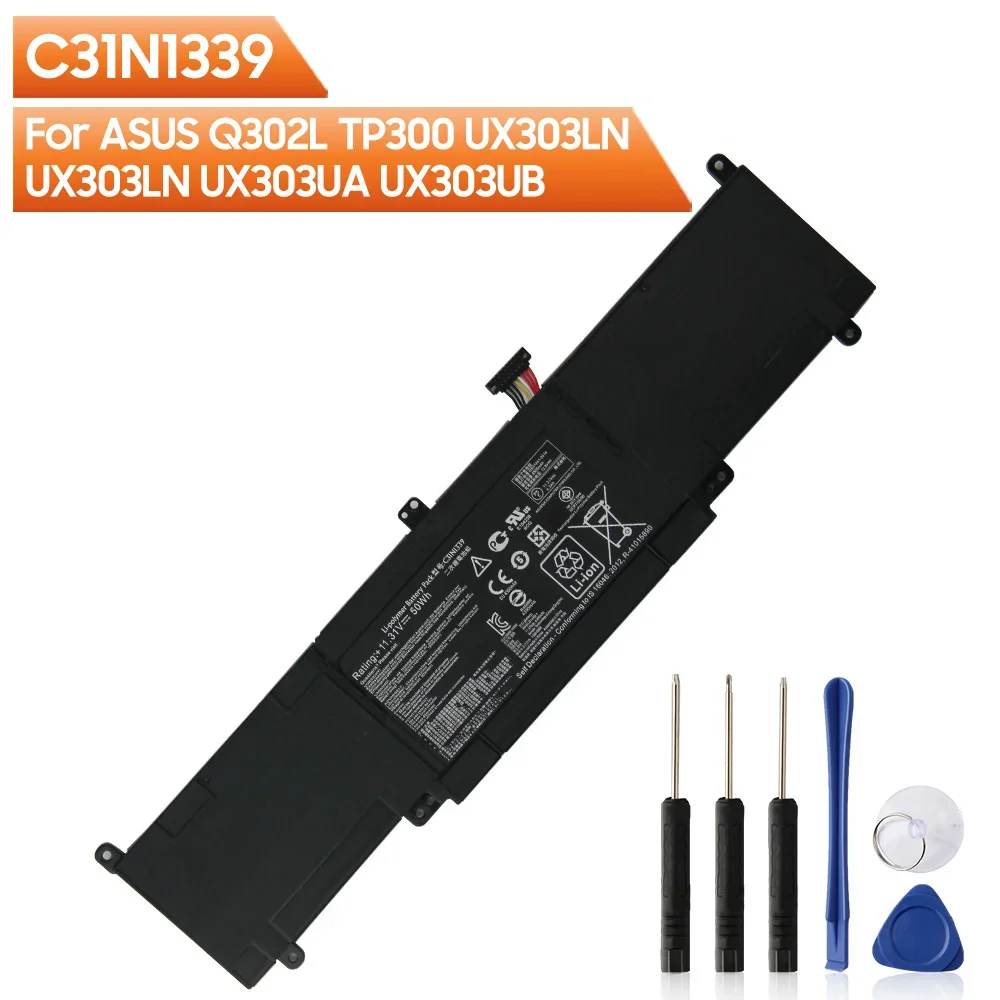 

Original Replacement Battery C31N1339 For ASUS UX303 UX303LN UX303LA UX303U TP300 TP300L Q302 Q302L 4300mAh with Tools