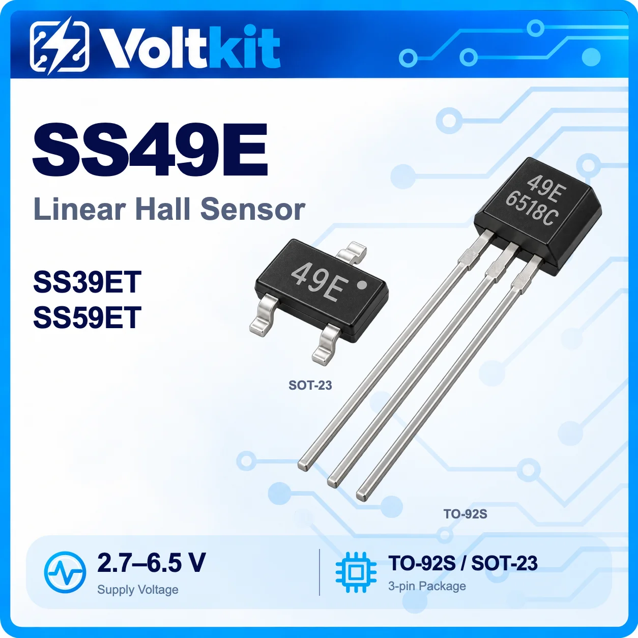 10PCS SS49E TO-92S SOT-23 Linear Hall Effect Sensor New Original In Stock Wholesale
