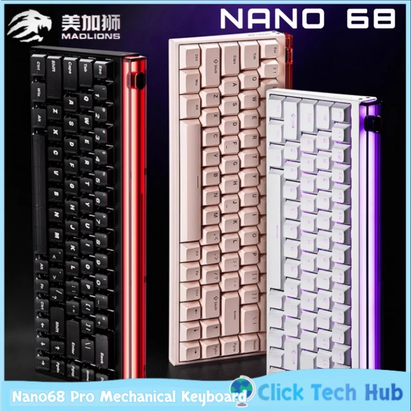 Madlions Nano 68 Pro gaming Mechanical Keyboard Magnetic Switch Rgb Hot Swappable 0.01mm Rt Precision Esports Wired Keyboard