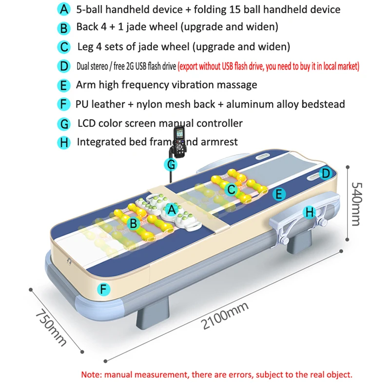 Heated Jade Massage Bed with Spine Scan, 3D Lifting Therapy, Full Body Infrared Heat, for Back & Spine Relief