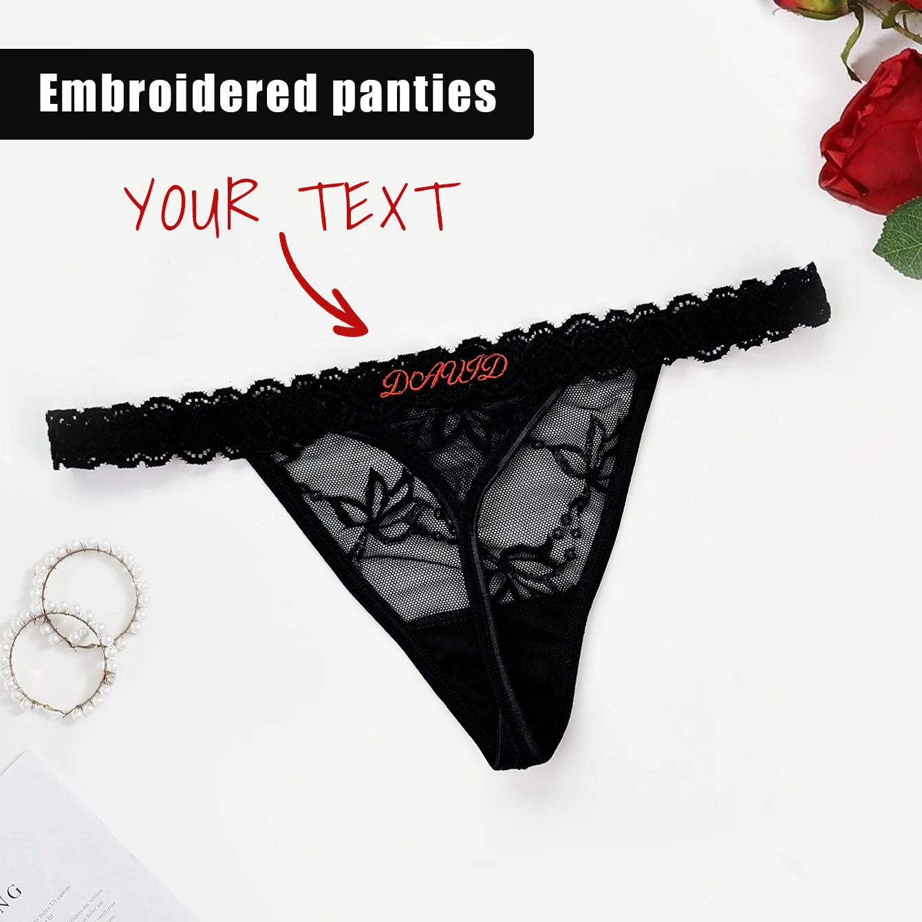 سراويل داخلية من الدانتيل للنساء سراويل داخلية مطرزة حسب الطلب منخفضة الخصر ملابس داخلية ناعمة ومريحة سراويل يومية