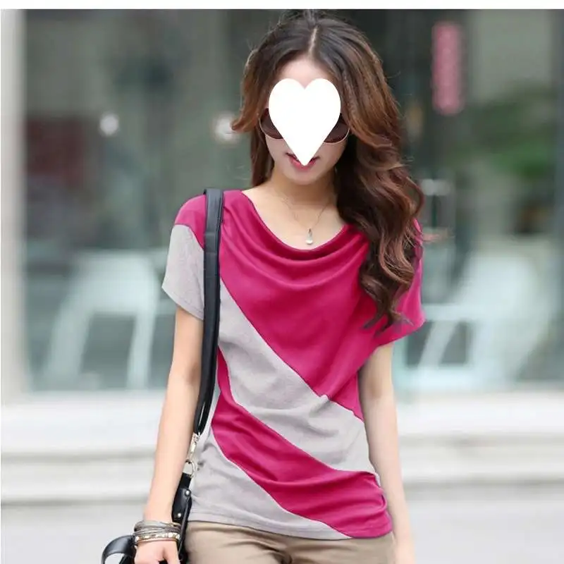 

Женская свободная летняя футболка ort Sve Dstring Splice Pleated New Val Другое 00% Материал Casual Faion Top