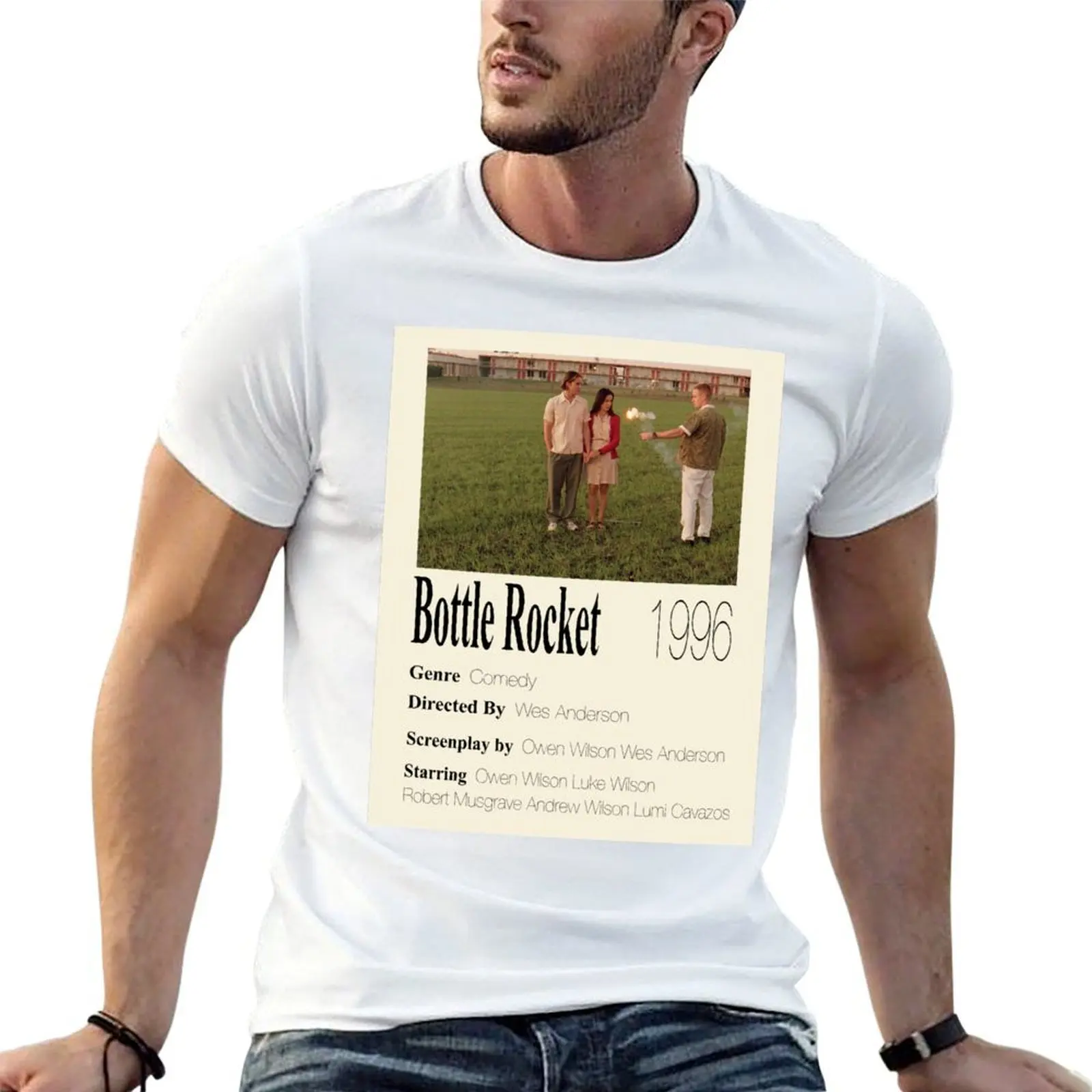 

Bottle Rocket Poster T-Shirt man graphic t shirt cotton t shirts high quality funny t shirts man T-Shirt