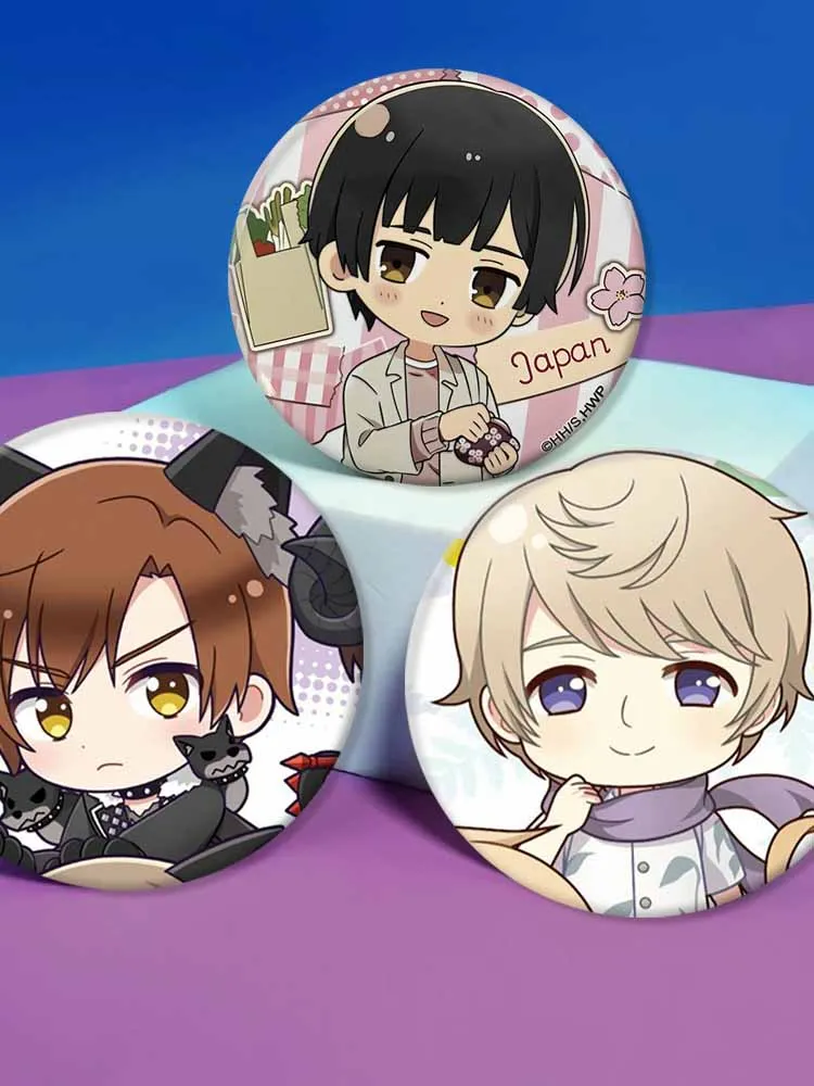 Badges à boutons souples Anime Hetalia, broche ronde personnalisée de dessin animé, jean, bottes, vêtements, épingles à revers, accessoires, bijoux cadeau pour amis