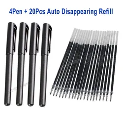 4+20Pcs/Set Automatic Disappearing Refill Fading Cartridge Normal Temperature Ink Auto Disappear Slowly Gel Pen Refill Ball Pen