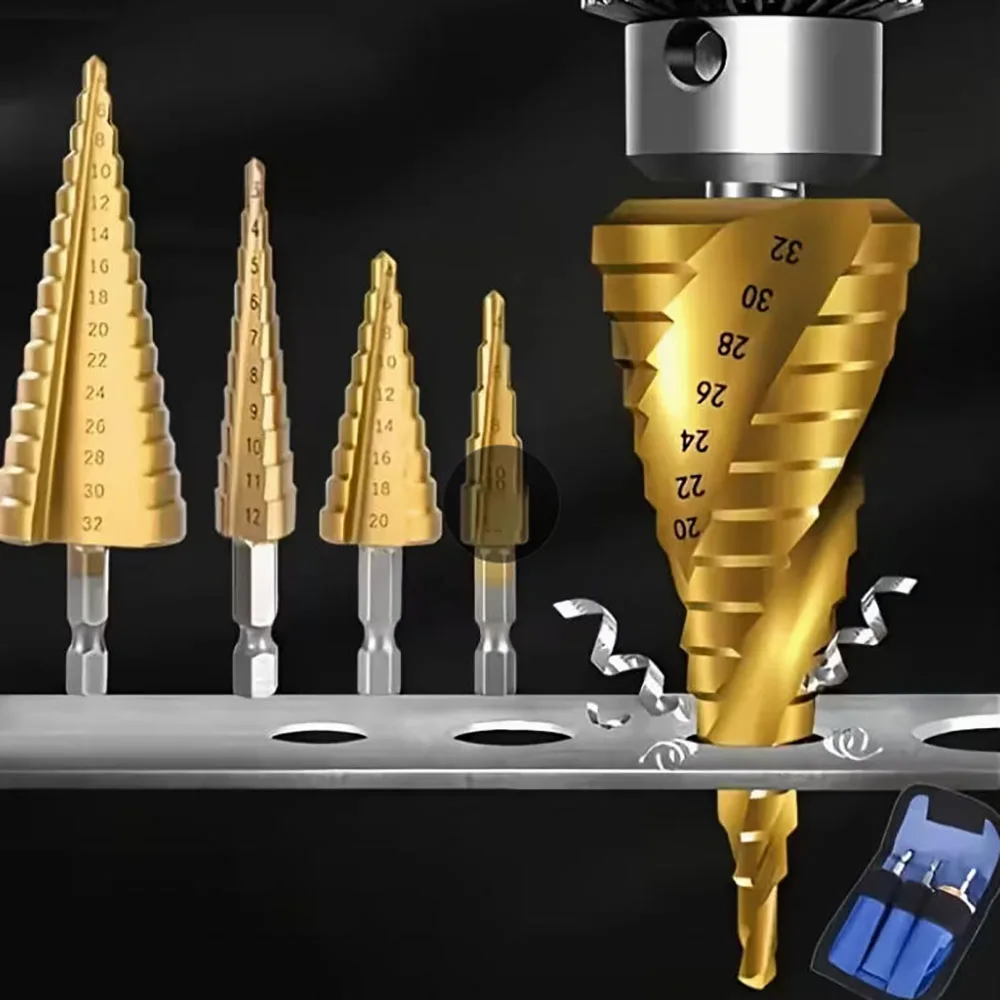 10 قطعة Hss مجموعة لقمة مثقاب التيتانيوم المغلفة خطوة مثقاب الخشب ثقب القاطع المعادن البلاستيك الجدة أداة نجارة مجموعة لقمة مثقاب #1