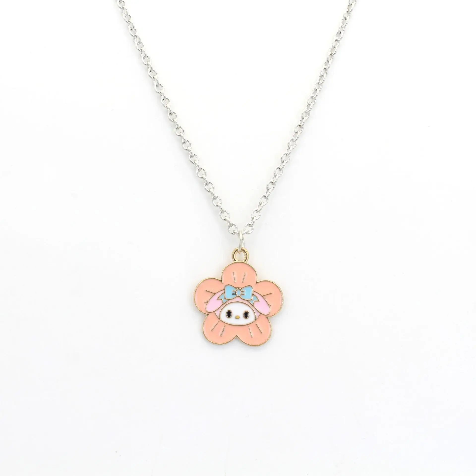 Sanrio Series Hello Kittymelody Small Fresh Flower Necklace Couple Fun Cartoon Pendant for Male and Female Students Collarbone