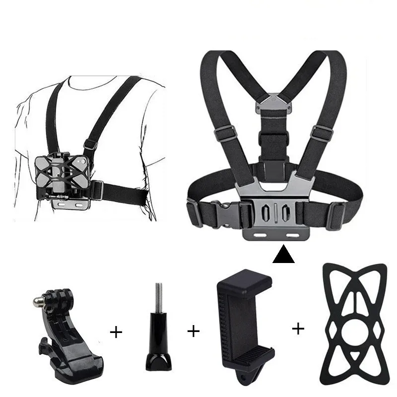 Chest Strap Phone Holder para GoPro Hero, 360 Rotating Mount Belt, Universal Body Harness, Action Camera Acessórios, 12, 11, 10, 9, DJI