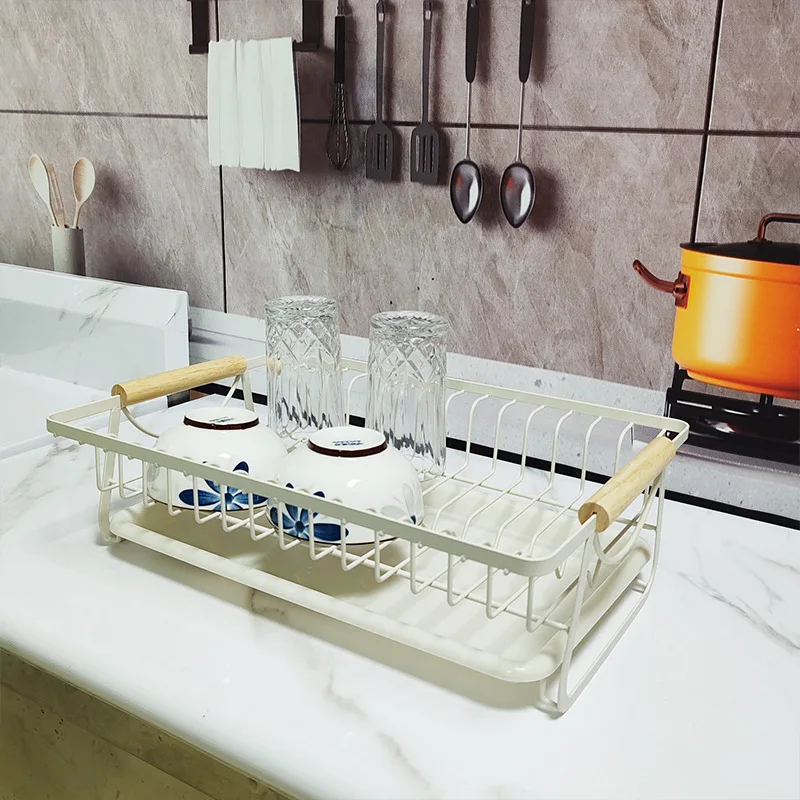 Kitchen Drain Rack Dish Rack Cutlery Shelf Multifunctional Cupboard Countertop Wrought Iron