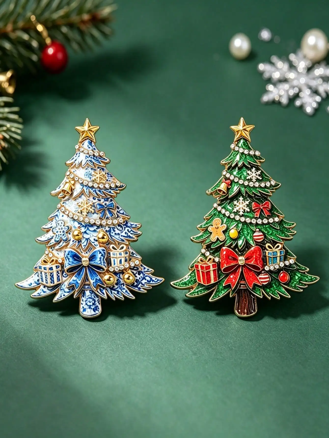 Christmas Tree Rhinestone Brooch, Gingerbread Man & Colorful Ball Gift Box Pin, Suitable For Suit, Sweater, Coat, Hat, Christmas Exchange Gift, Winter Holiday Accessory, Heartwarming Holiday Gift For Friends And Family