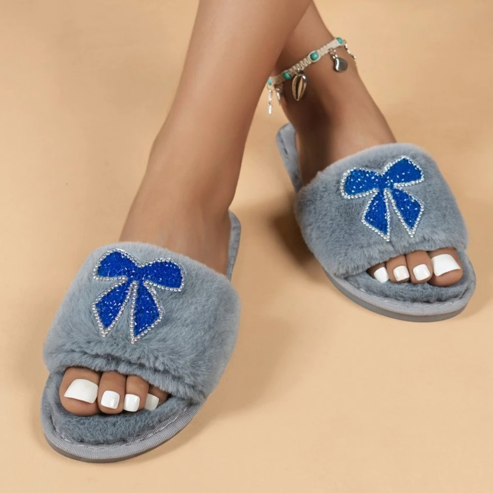 Chaussons d'intérieur pour femmes, hiver, fausse fourrure, chaussures de maison, nouvelle collection 2026, semelle souple, mode, chaudes, moelleuses, pantoufles Baotou unies pour femmes