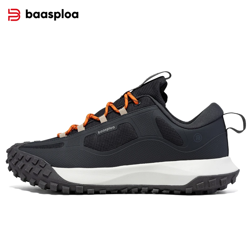 Baasploa Hiking Shoes Men Outdoor Waterproof Camping Resistant Non Slip Sneakers Male Casual Lightweight Lace-Up Walking Shoes