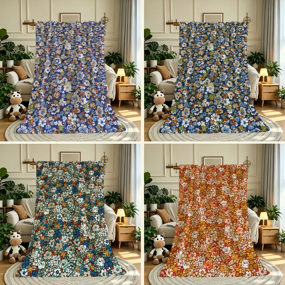 Country Flowers Cotton Blanket Throw Super Cosy Plush Living Room Sofa Couch Childish Birthday Gifts