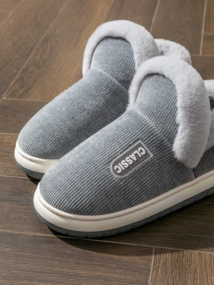 Herren-Winterhausschuhe für den Innenbereich, rutschfeste, warme, mit Plüsch gefütterte Slip-On-Stiefeletten mit Rücken für den Heimkomfort im Freien – Detail 13