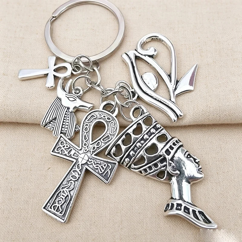 小物 vintage ankcross key holder silver Egyptian Ankh Keychain Vintage Silver Plated Metal Gift