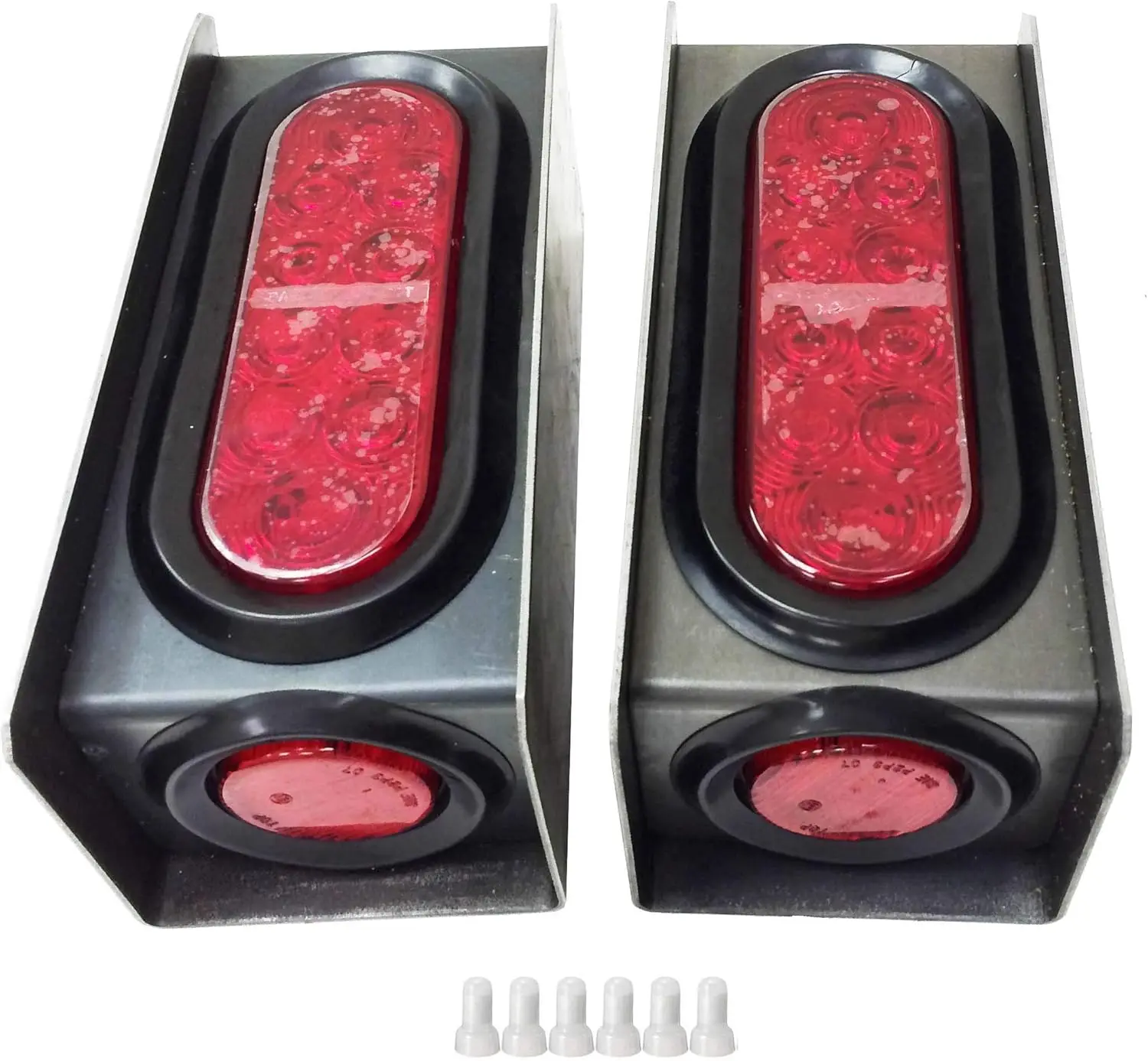 

2 Steel Trailer Light Boxes w/6' LED Oval Tail Lights & 2' LED Red Round Side Lights w/wire connectors