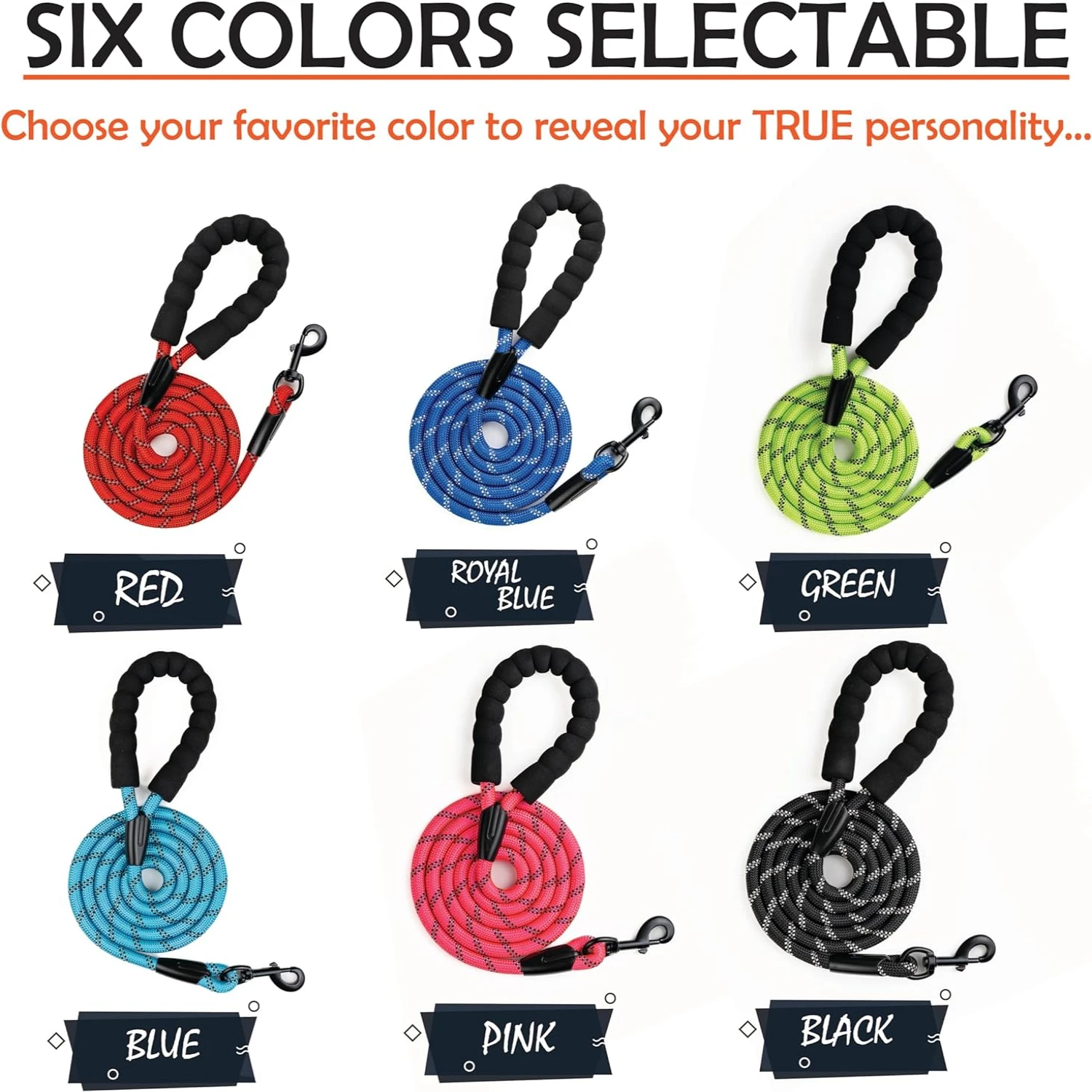 High Quality Premium Reflective 6 FT Dog Leash - Durable and Comfortable for Small, Medium, and Large Breed Pets - Ideal for Nig 5