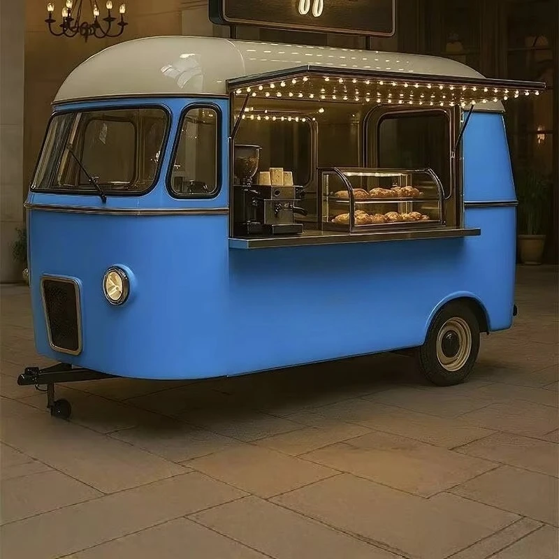 عربة بيع الوجبات السريعة المخصصة في الهواء الطلق المحمول COC DOT CE شاحنة طعام قابلة للقطر معتمدة للقهوة معتمدة من COC DOT CE