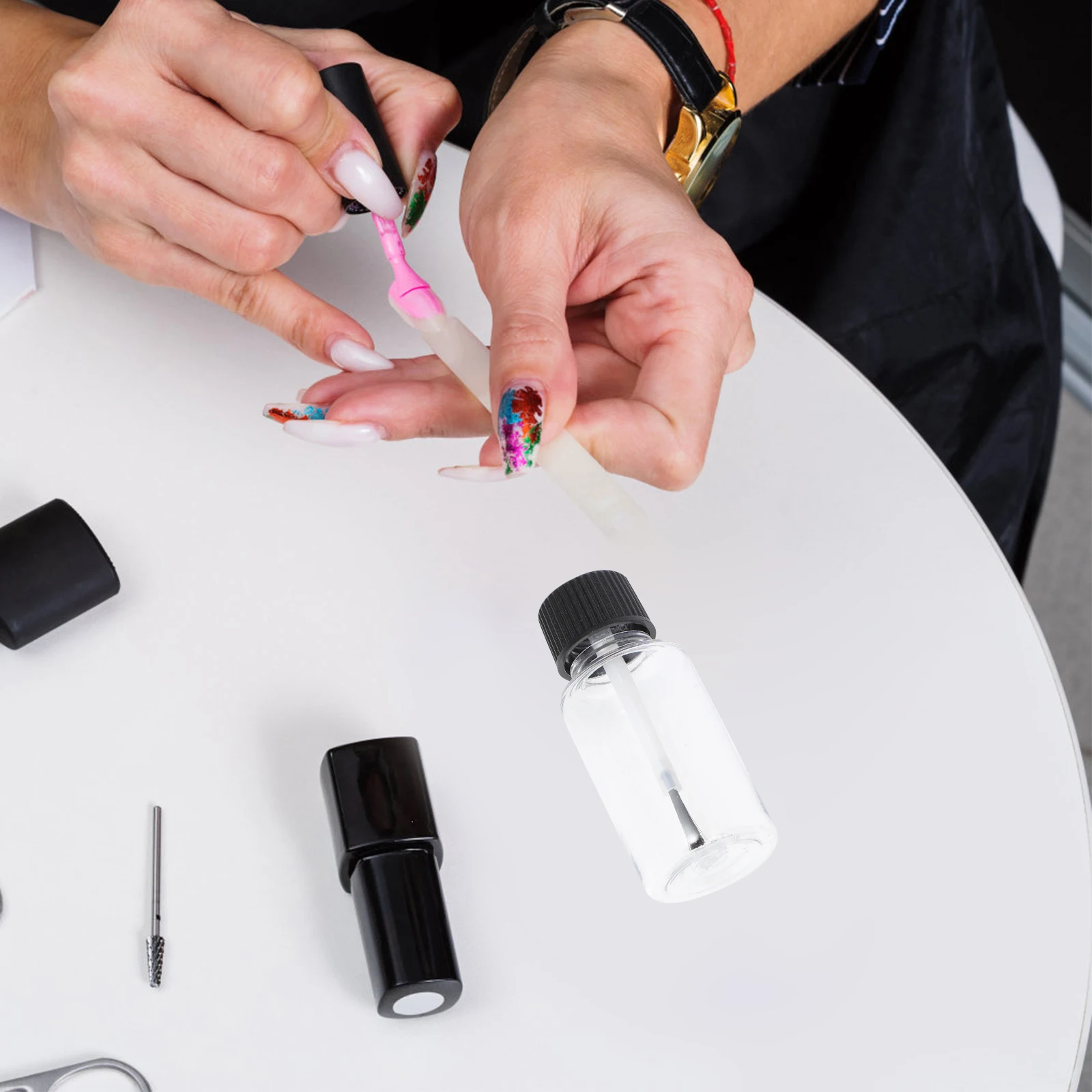 

20pcs Empty Nail Polish Bottles 20ml Transparent PET Plastic Black Cap DIY Refillable Travel Size Safe Environmental Nail Art