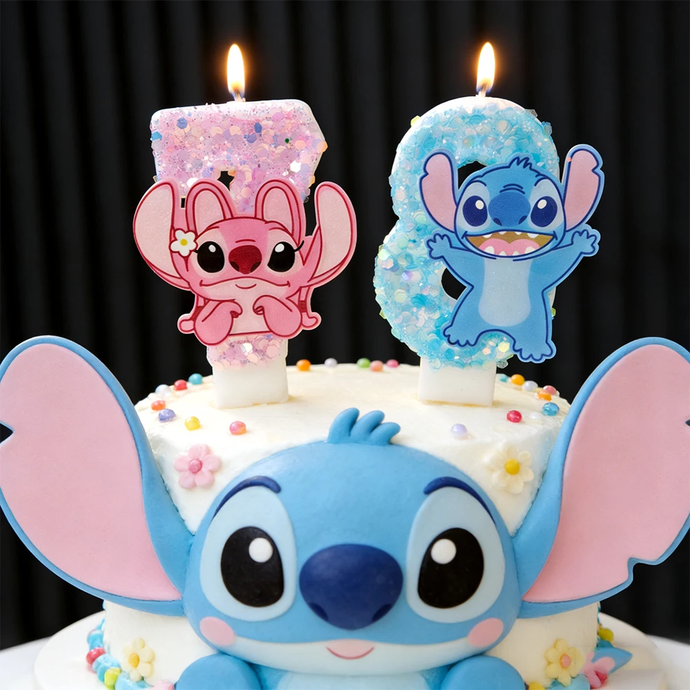 Jolies bougies Lilo & Stitch numérotées de 0 à 9 pour la décoration de gâteaux d'anniversaire, toppers de gâteau pour fêtes d'anniversaire, jouets et cadeaux pour baby shower