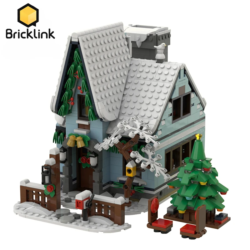 

Bricklink MOC 10293, посещение Санты, зимняя деревня, домик, модульная архитектура, наборы с видом на улицу, строительные блоки, игрушки, Рождественский подарок