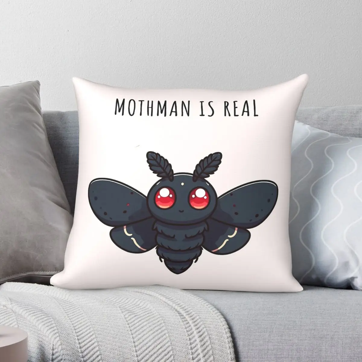 Moth Mothman Is Real Pillowcase Polyester Linen Velvet Printed Zip Decor Pillow Case Sofa Seater Cushion Cover