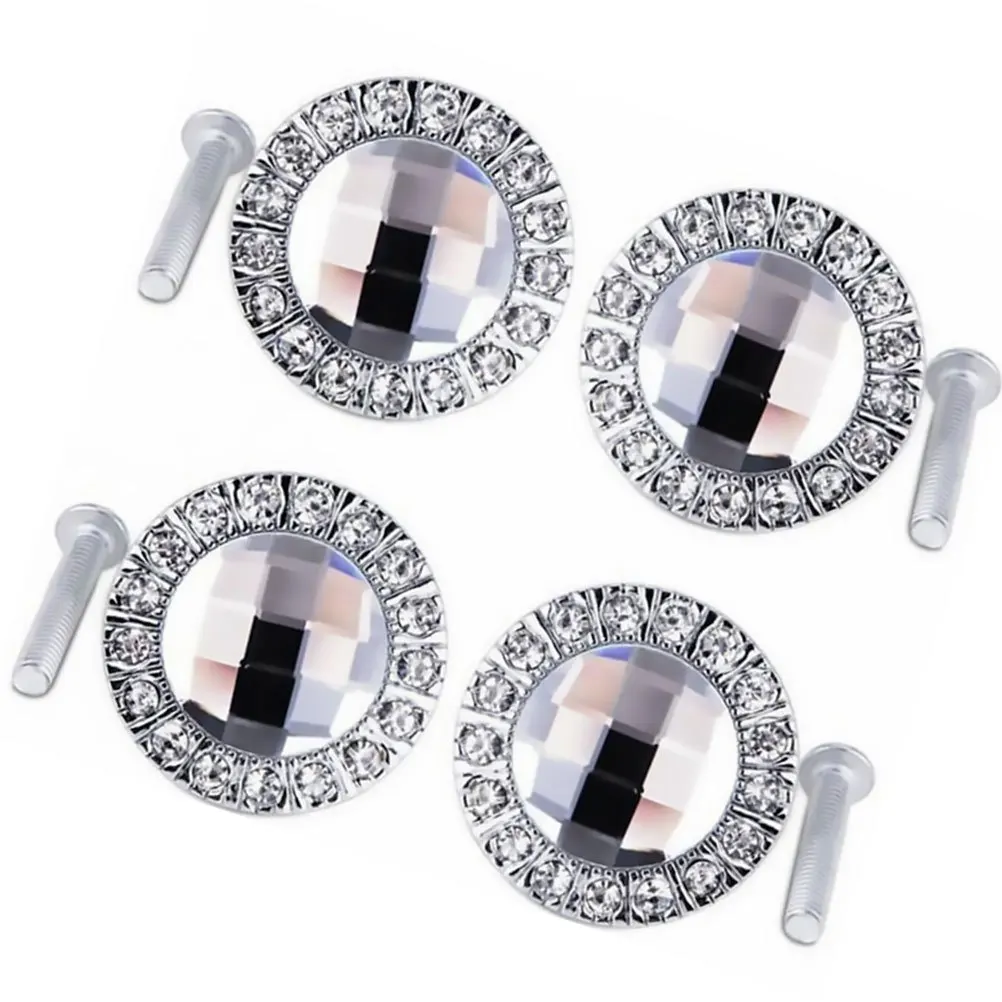 

2Pcs Crystal Closet Handle Shiny Rhinestone Dresser Knob Drawer Pull Bar Stylish Cabinet Handle Furniture Supplies White