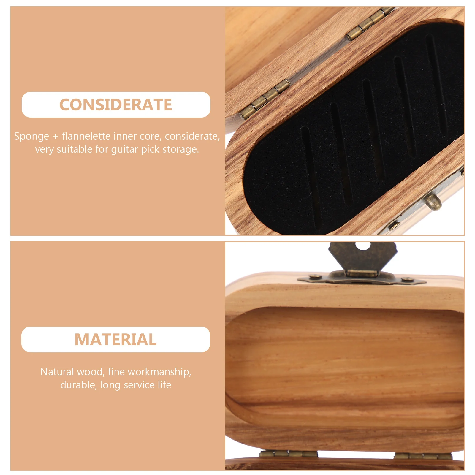 

Wooden Guitar Pick Holder Display Case Retro Storage Box for Picks Organizer Plectrum Collection Box